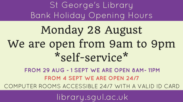 St George's Library Bank Holiday Opening Hours 16-9.png